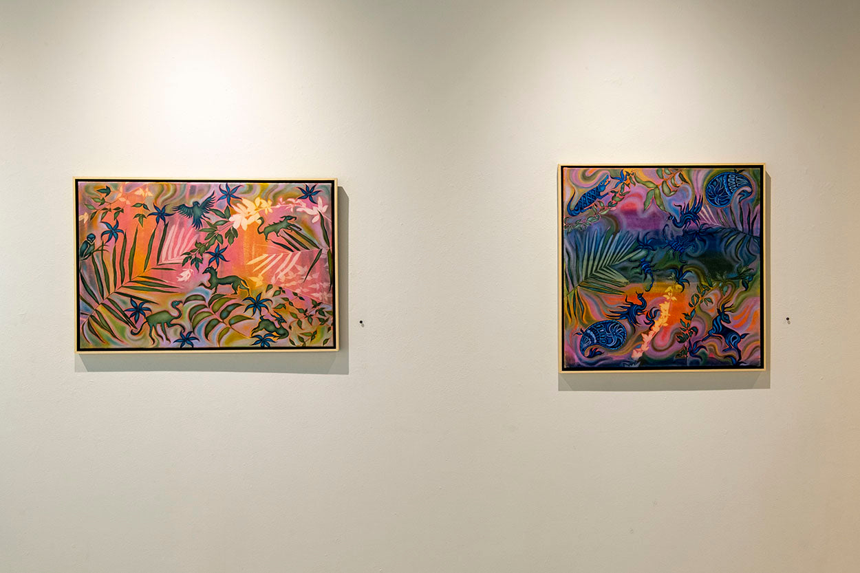Solar jungle 2, solar dye and oil on canvas, 30x30