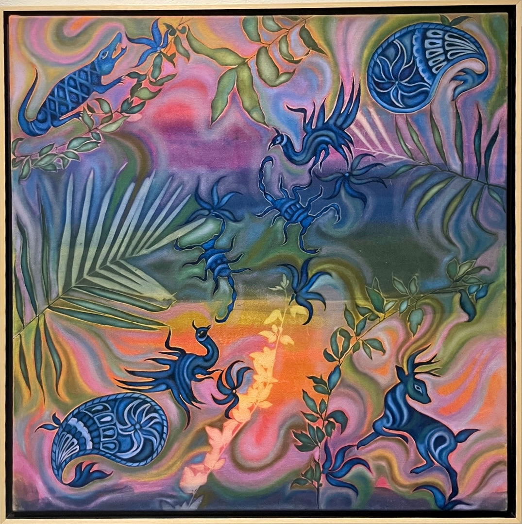 Solar jungle 2, solar dye and oil on canvas, 30x30