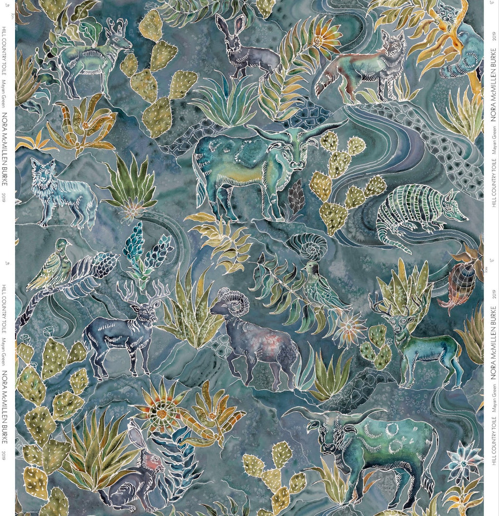 Hill Country Toile in Mayan Green