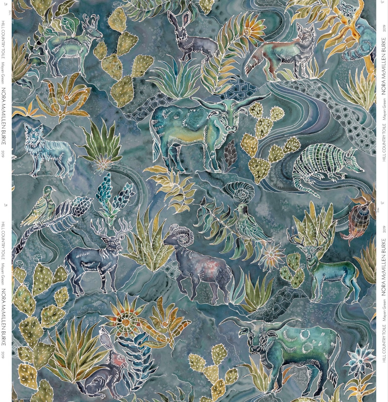 Hill Country Toile in Mayan Green
