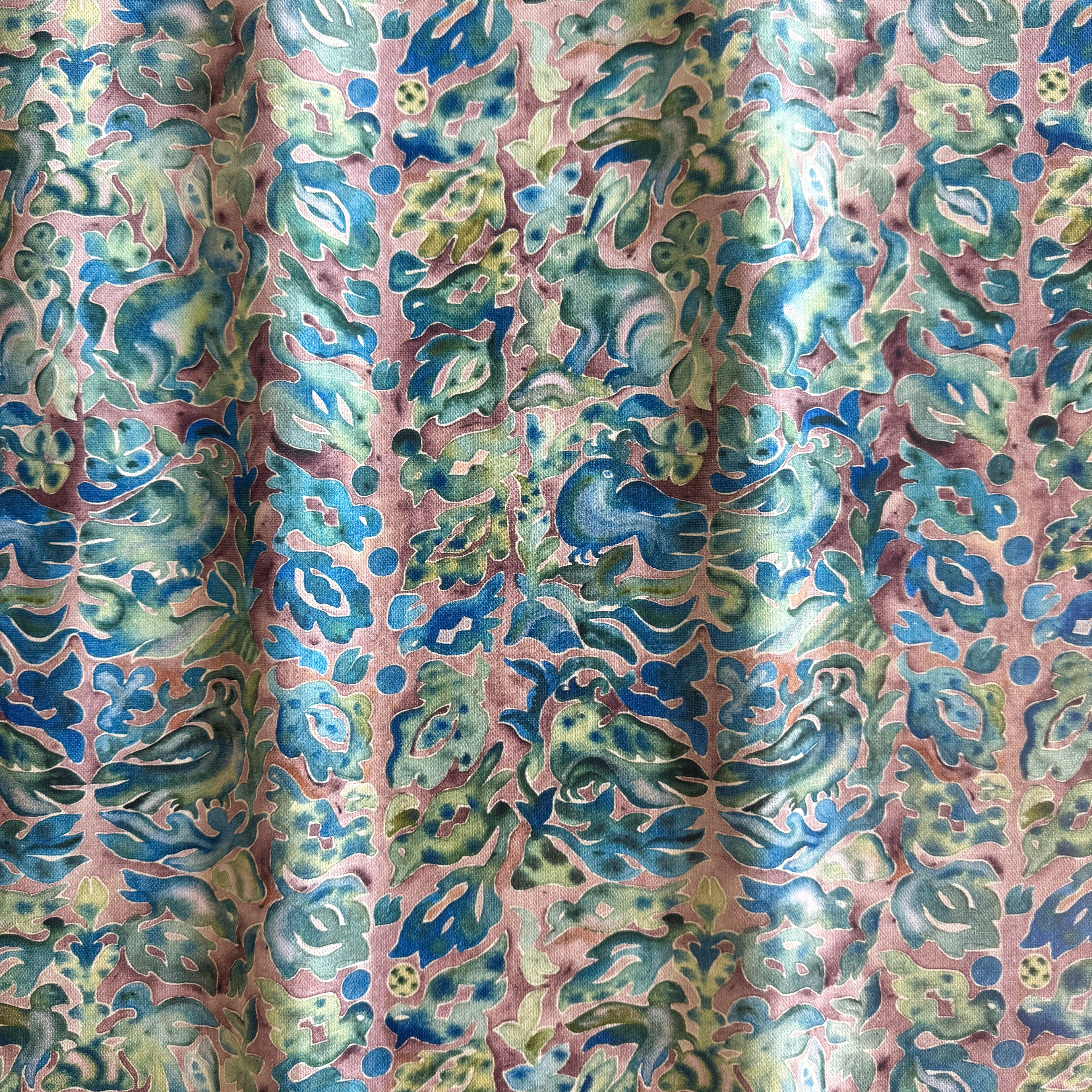 Bunny Stripe Linen Cotton Blend / Undersea Green