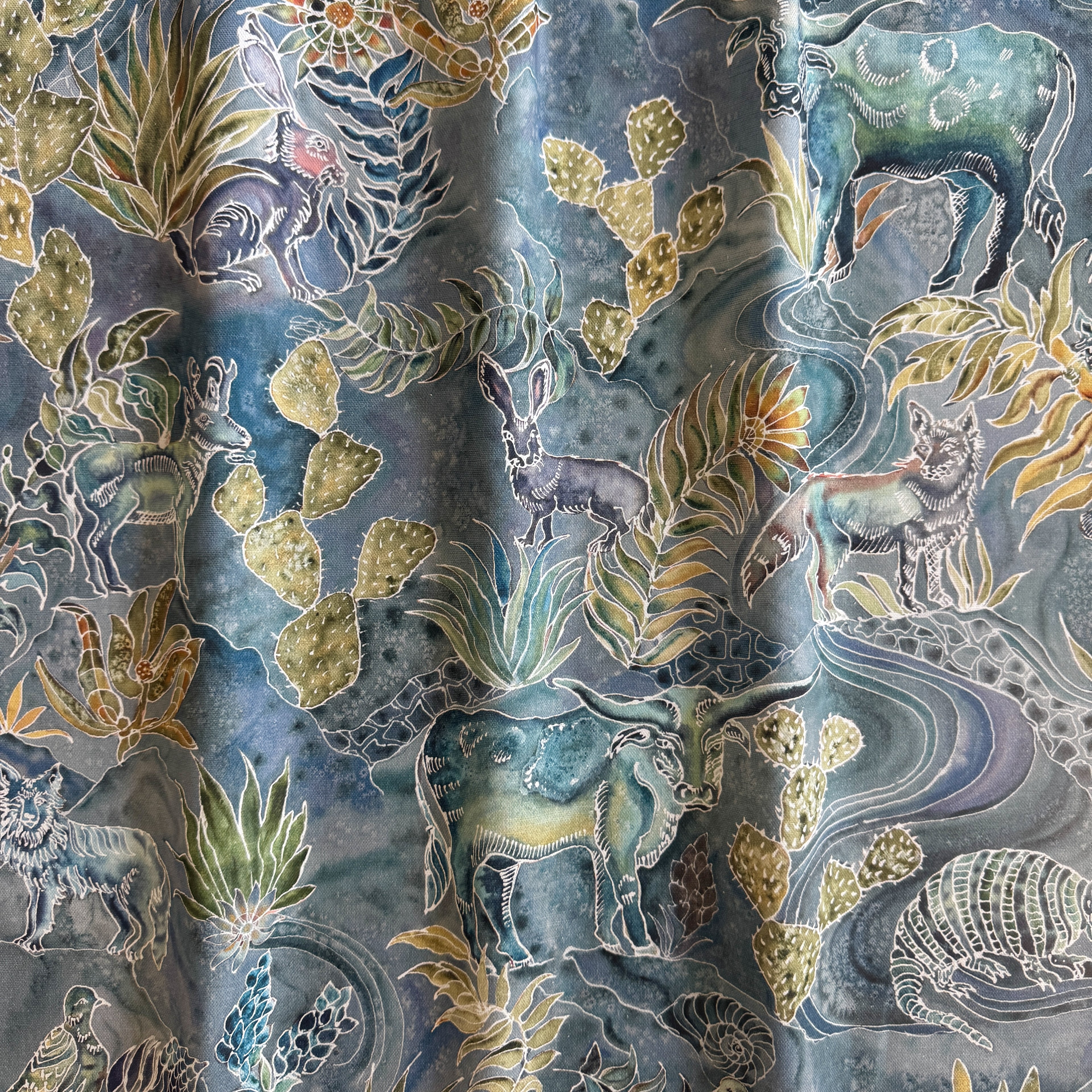 Hill Country Toile Linen Cotton Blend in Mayan Green
