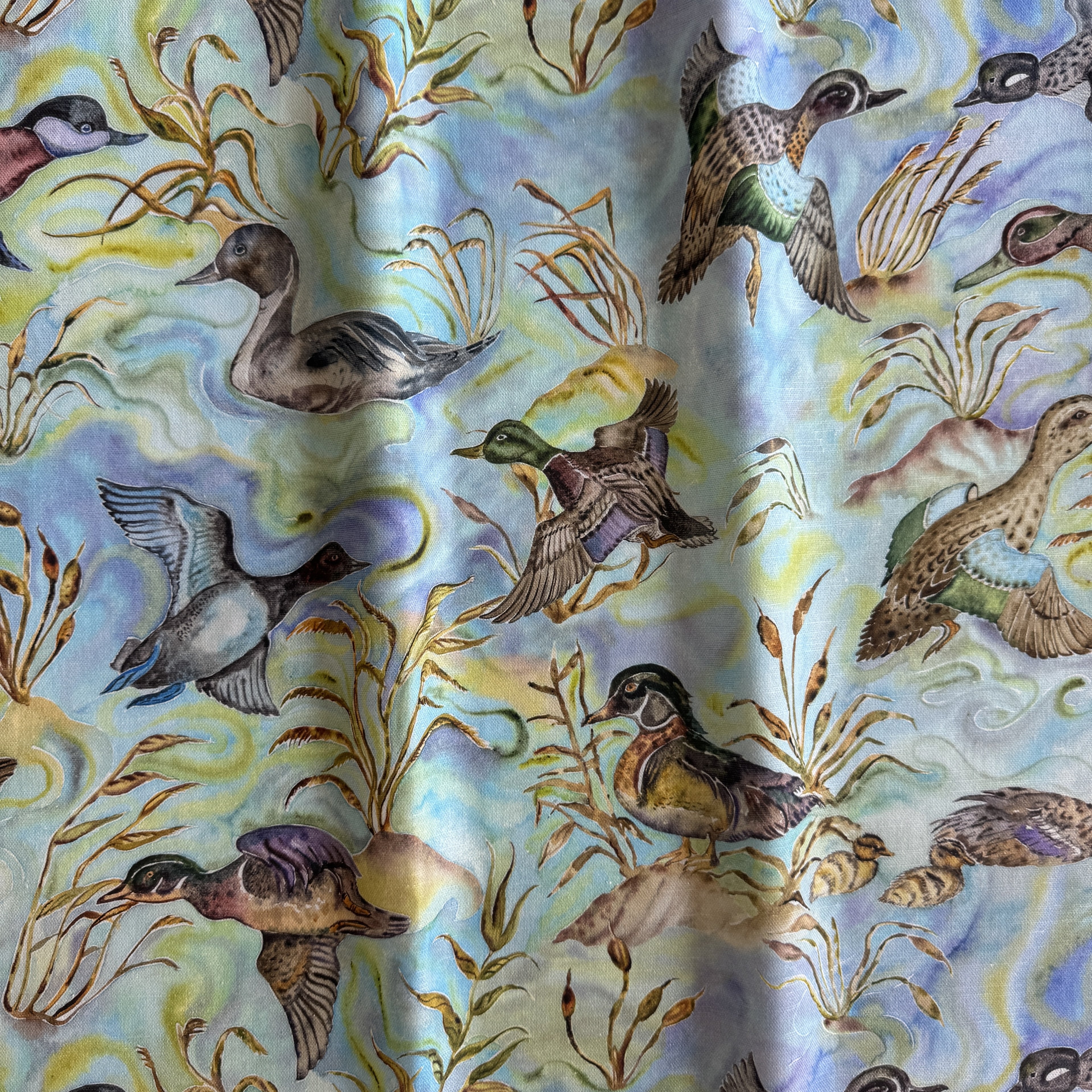 Duck Menagerie Linen Cotton Blend in Violet Teal
