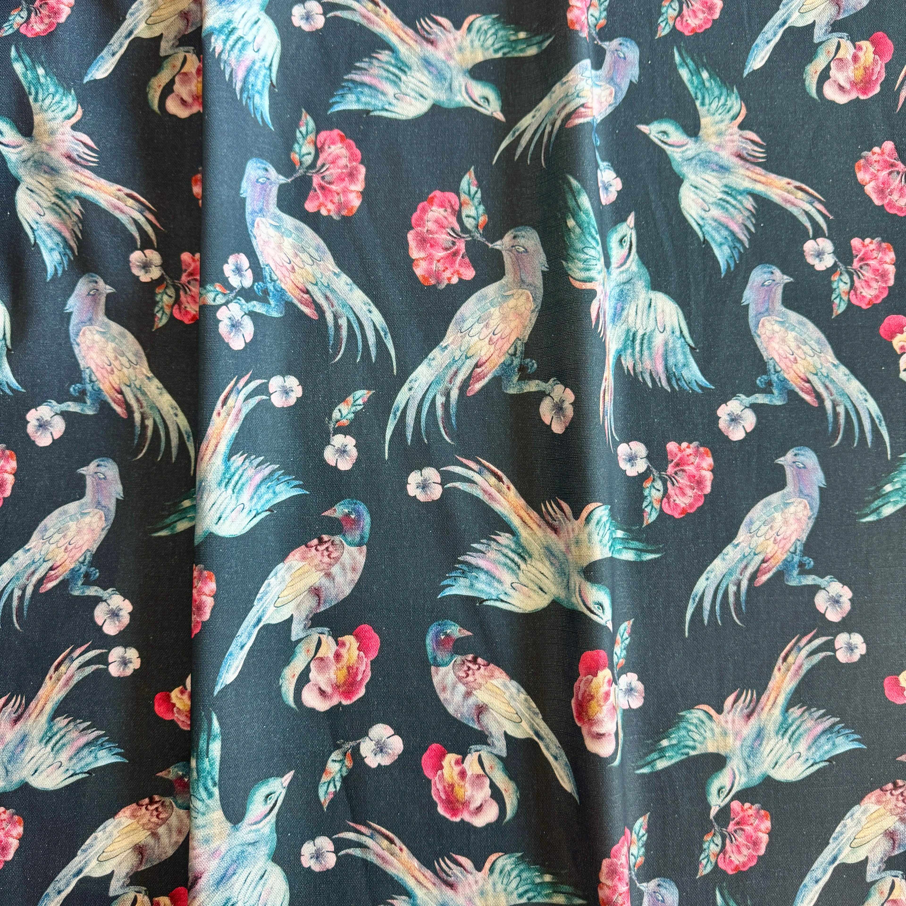 Jade Birds in Night Green