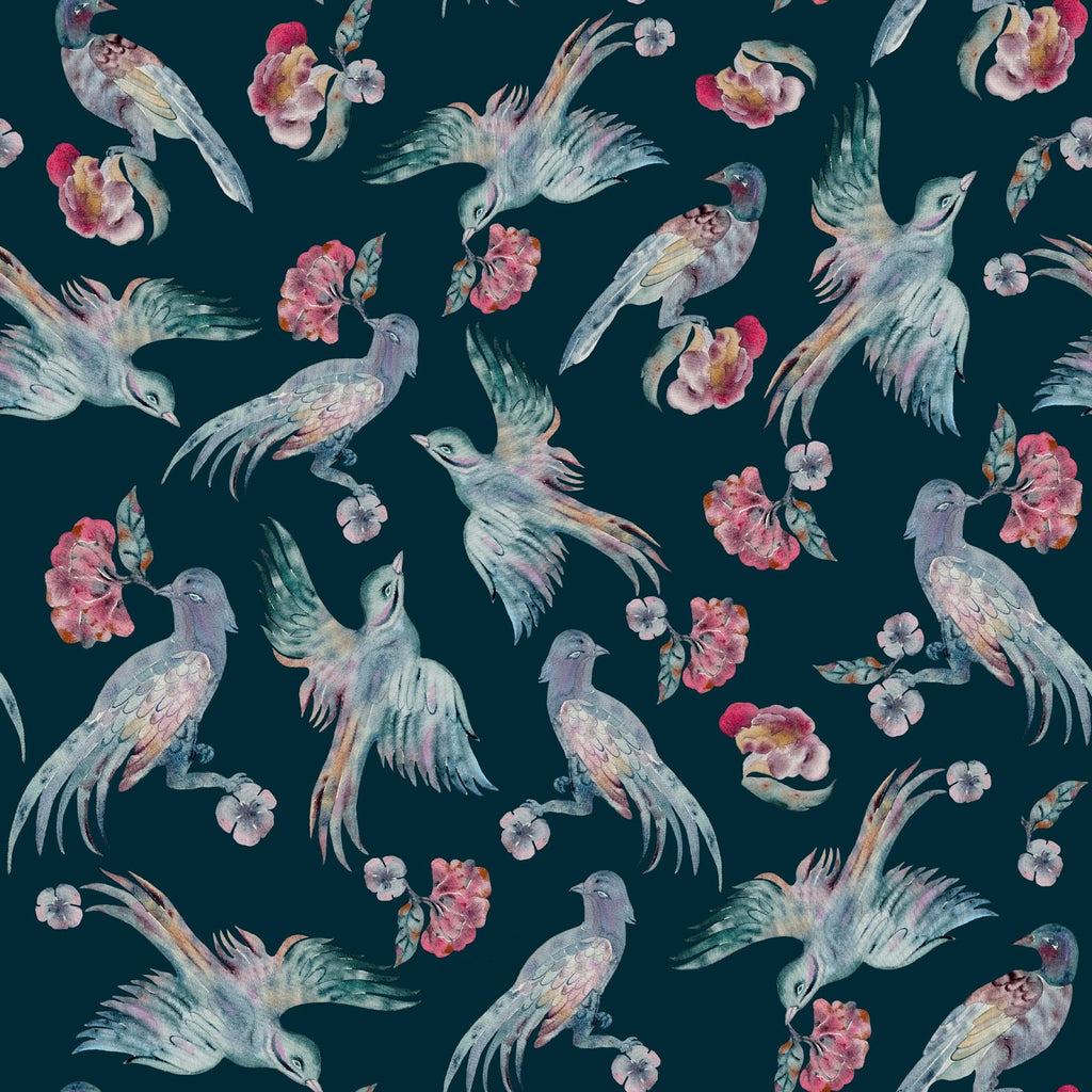 Jade Birds in Night Green
