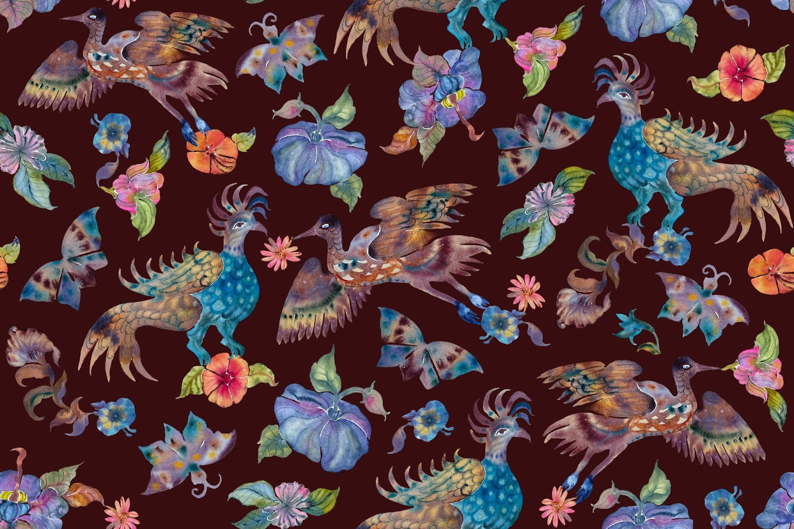 Psychedelic Pheasant  Chocolate Mauve