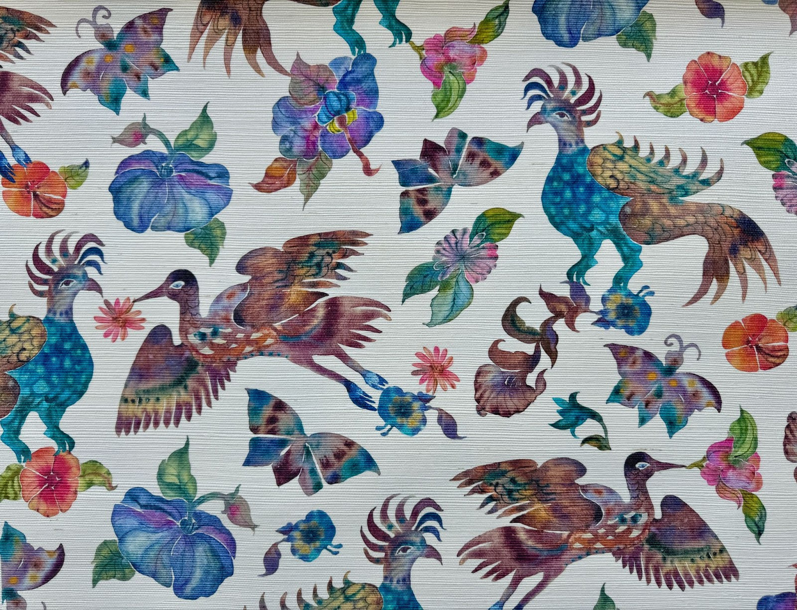 Psychedelic Pheasant Grasscloth