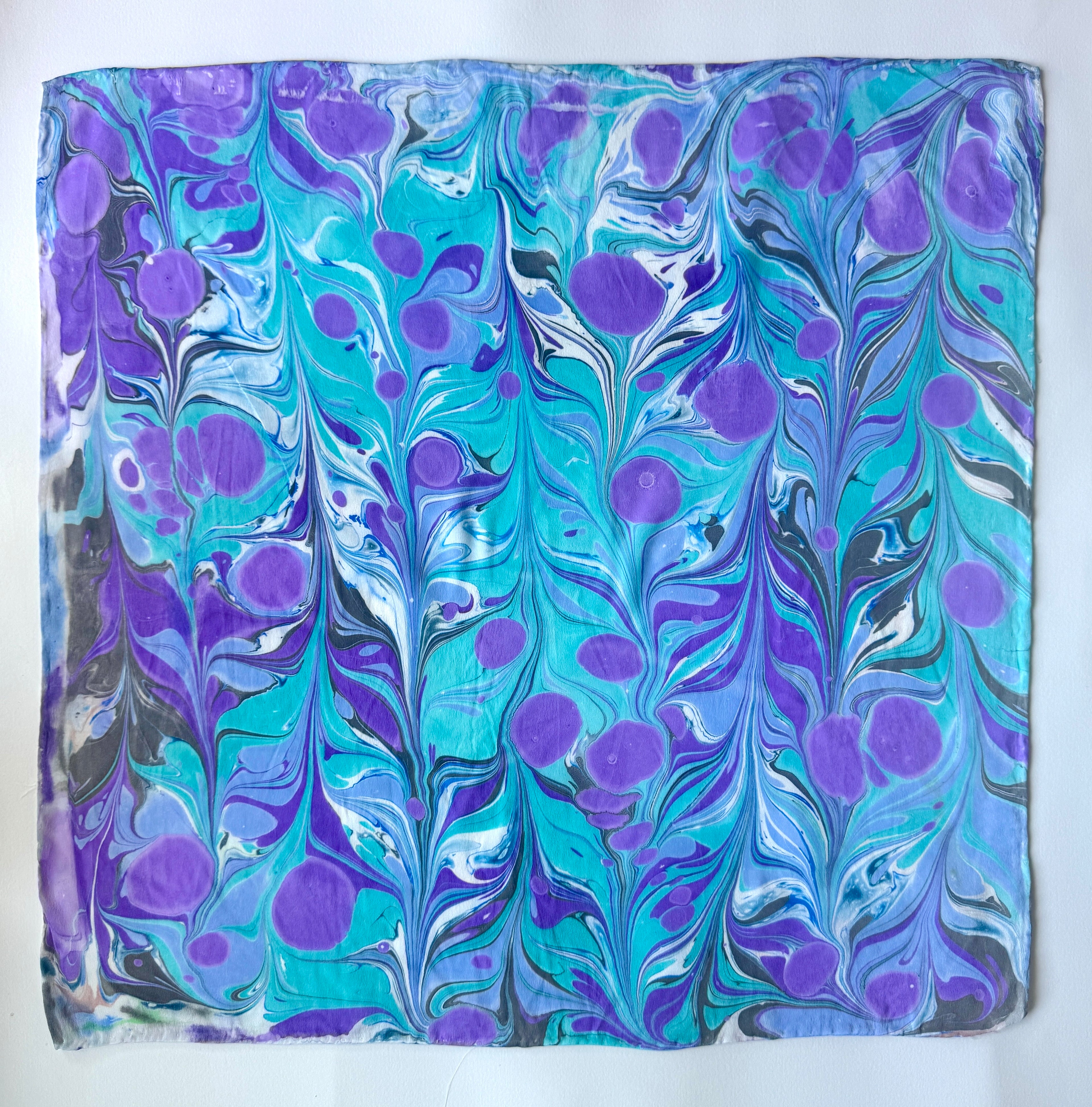 Marbled Silk Bandana. Grape skipping stones